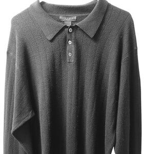 Ivy Crew Classic Polo Pullover Sweater Mens Size XL Black Collared Long Sleeve